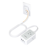 Multiple Enchufe Plano Con 1.5m 3 Salidas Ca Y 2 Puertos Usb