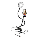 Soporte Tipo Clip Para Smartphone Con Aro De Luz / Tecnocent