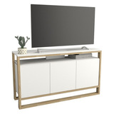 Mesa Rack Mueble Para Tv 25mm Estantes 3 Puertas Push Living