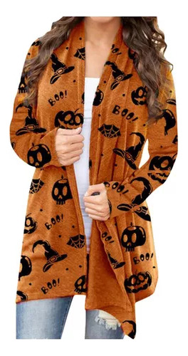 Cárdigan De Mujer Con Estampado De Calabazas Halloween Anim