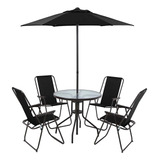 Set De Mesa Con 4 Sillas Plegables Diseño Exterior Interior Estructura Negro