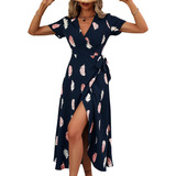 Vestidos De Mujer Plumas Estampado Casual Largo Moda Ropa