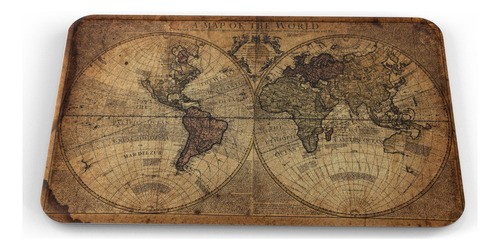 Tapete Mapa Antiguo Del Mundo Baño Lavable 50x80cm