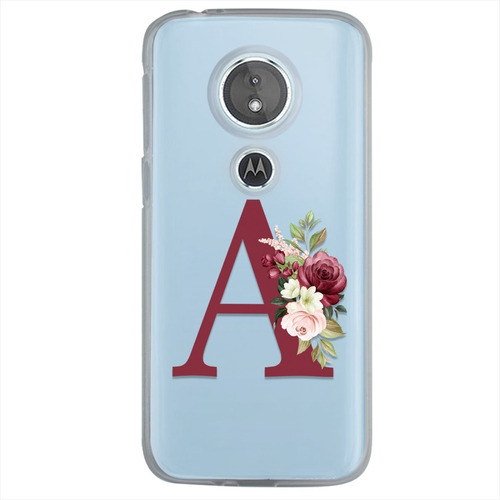 Funda Motorola Antigolpes Flores Personalizada Con Inicial