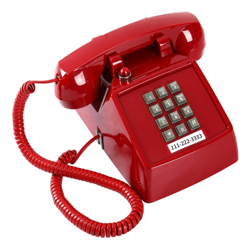 Traditional Red Landline Phone, Retro Corded Telephone Wi...