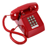 Teléfono Fijo Rojo Tradicional, Teléfono Con Cable Retro Con