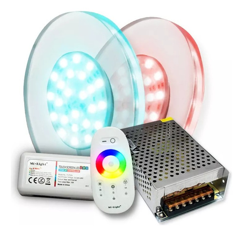 2 Luz Pileta Acrilico Rgb + Controladora Touch  + Fuente 5a