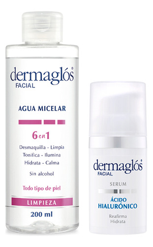 Dermaglos Set Agua Micelar 6en1 + Serum Hidratante Facial