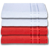 4 Toalhas Plus Size Grossa E Macia 80x180 Branco+vermelho