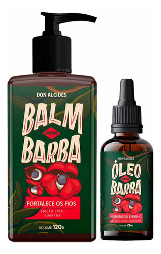 Kit Balm E Óleo Hidratante Para Barba Guaraná Don Alcides