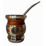 Mate Algarrobo Y Aluminio Rosario Central C/bombilla Acero