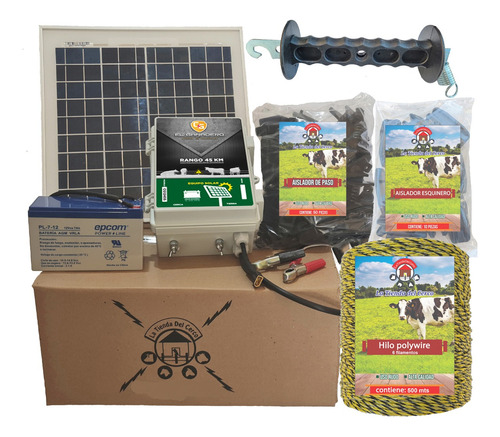 Cerco Electrico Ganadero Kit Solar (45 Km) + 500m De Hilo