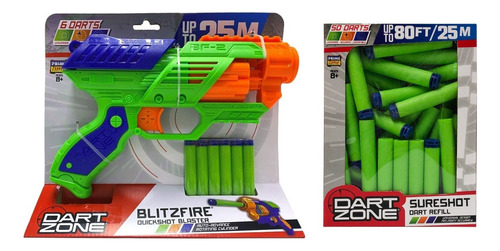 Set Pistola Blitzfire Quickshot + Dardos X50 Dart Zone