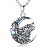 Collar Fino Lobo Vikingo En Media Luna De Plata 925 Bissier