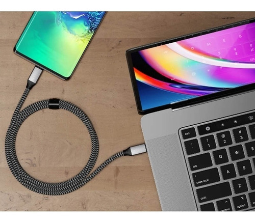 Cable Cargador Usb-c X Usb-c Satechi Para Apple Macbook De 2 Metros, Color Gris Oscuro