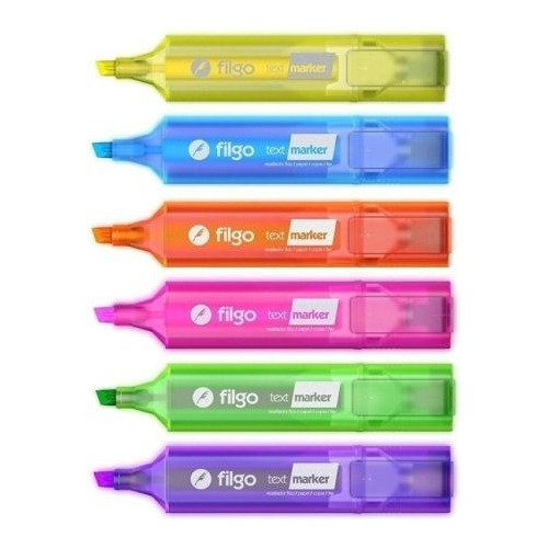 Resaltador Filgo Text Marker Chatos X 5 Unid. Colores Fluo