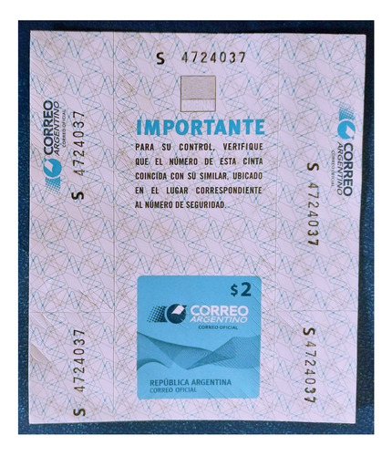 Cierre De Caja. Correo Argentino Sucursal Celeste. Mint
