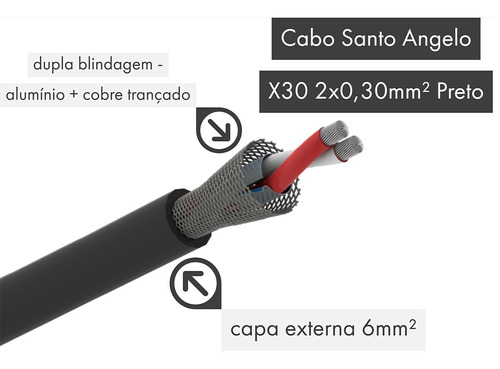 Cabo P2 - P2 Audio Conectores Metal Santo Angelo - 1 Metro