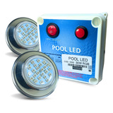 Kit Iluminação Piscina 2 Leds 5w Inox + Central Comando