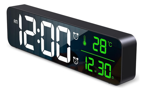 Reloj Digital De Pared Decorativo Led Con Termómetro Alarmas