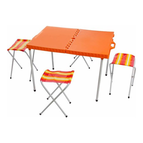 Mesa Camping Plegable Plastica C/4 Banquetas