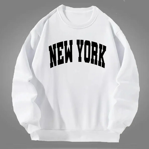 Sudadera Sweater New York Letras Sin Gorro