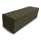 Calçadeira Baú Casal King 195cm Nicole Capitonê Suede Marrom