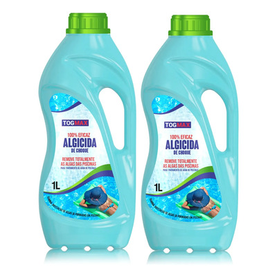 Kit 2 Algicida De Cobre 1l Evita Água Verde E Algas Piscina