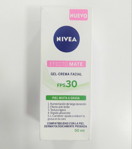 Gel Crema Facial Efecto Mate Nivea Fps 30 Piel Mixta