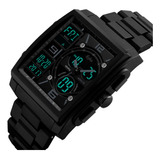 Reloj Dual Deportivo Sumergible 5 Bar Anti Shock Sk Color De La Correa Negro Grafeno