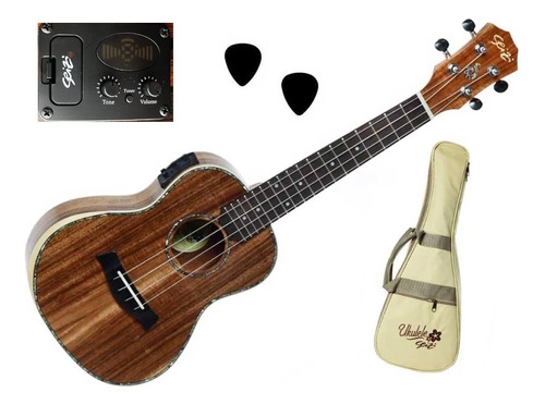 Ukulele Seizi Bora Bora Plus Koa Concert Elétrico Nf E Gtia