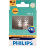 Focos Philips T10 W5w Ultinon Led Ambar 160% + Luz