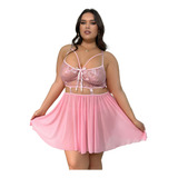 Conjunto De Vestido De Encaje De Talla Grande Con Pijama Sex