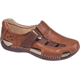 Zapato De Piel Pescador Artesanal Lobo Solo 806c Cognac Muje