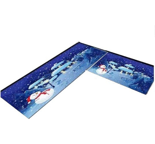 Set Para Cocina De Dos Alfombra Piso Navideño Antideslizante