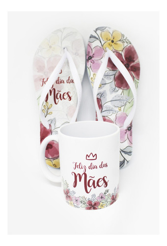 Kit Dia Das Mães Chinelo E Caneca Porcelana Personalizada 