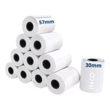 10 Rollos Papel Termico Inko 57x30 Compatible Con Peripage A6 O Impresoras 58mm Portatitles Inalambricas Color Blanco