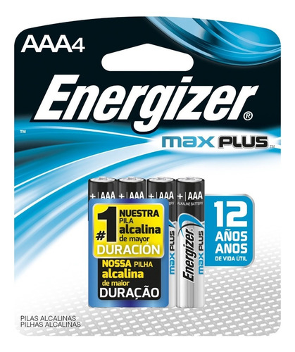 Pilas Energizer Aaa Max Plus Alcalina X 4 Un. Mayor Duracion