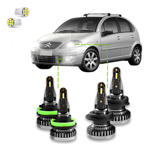 Kit Ultra Nano Led R8 C3 2006/2012 30000lm Baixo E Milha