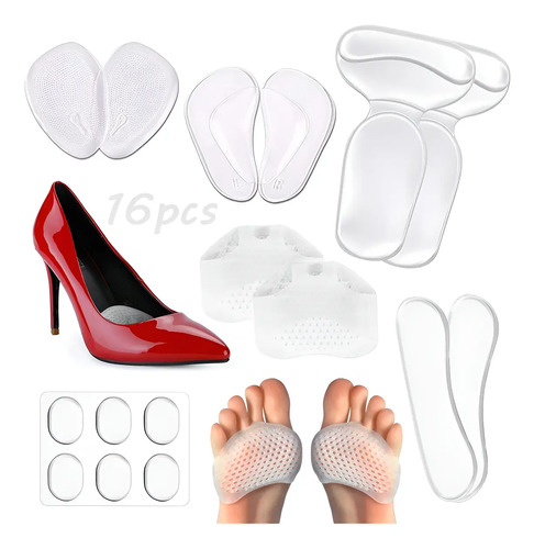 Almohadillas Tacón Y Plantilla Protector Pies Gel 16pzs | MercadoLibre
