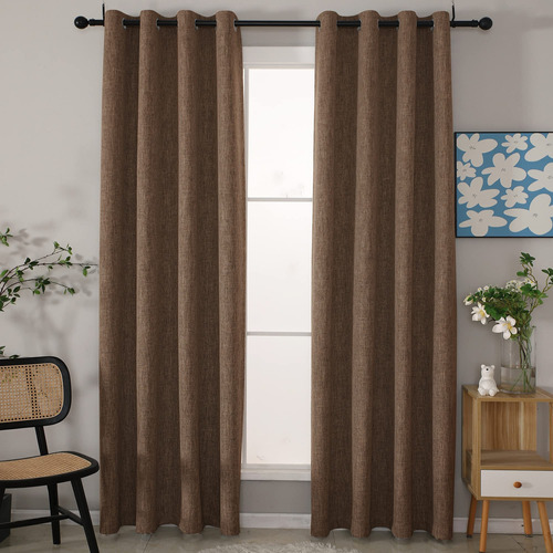 Inlinas Cortinas Opacas Con Textura De Nudos De Bambu De Lin