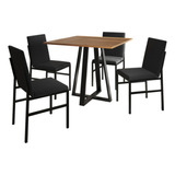 Conjunto Mesa Mônaco 90cm Imbuia Com 4 Cadeiras Estofadas