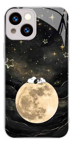 Funda iPhone 16 Pro Max Case Patrón Snoopy Luna Estrella Estilo Mágico Vidrio Templado Impresión Hd Uso Rudo