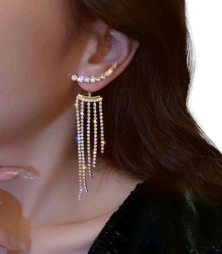 Elegantes Aretes Largos Con Flecos 