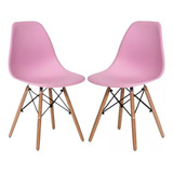 Jogo 2 Cadeiras Eames Eiffel Para Mesa  C/ Nicho Cor Rosa Ma