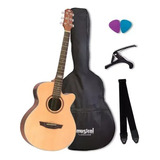 Violão Mini Jumbo Eletroacústico Strinberg Aço Sa200c Na Kit Com Capa +