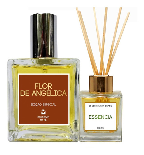 Kit Perfume Feminino Flor Angélica 100ml + Difusor P/ Casa 