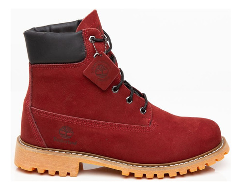 Bota Vermelha Timberland Original Botinha De Couro Legitimo