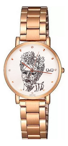 Reloj Q&q Qyq Elegante Frida Kahlo Acero + Estuche Dama