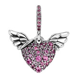 Dije Charm Pandora Alas De Ángel Corazón Rosa Original